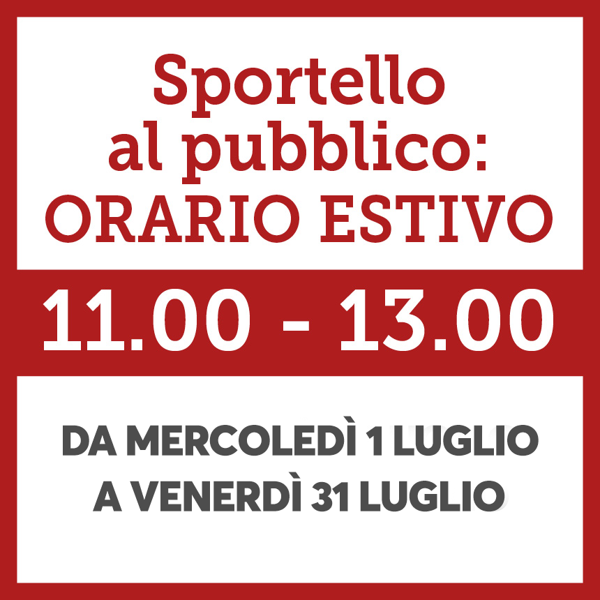 Segreteria: orario estivo